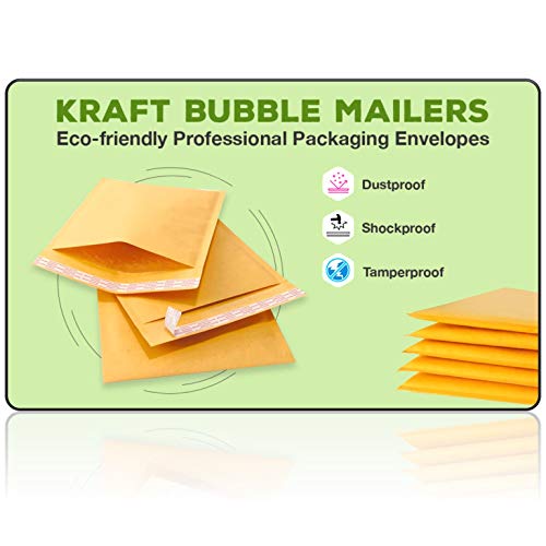 #2 8.5x12 Inches Kraft Bubble Mailers Shipping Padded Envelopes Pack of 100, Gold (KBM8512-100)