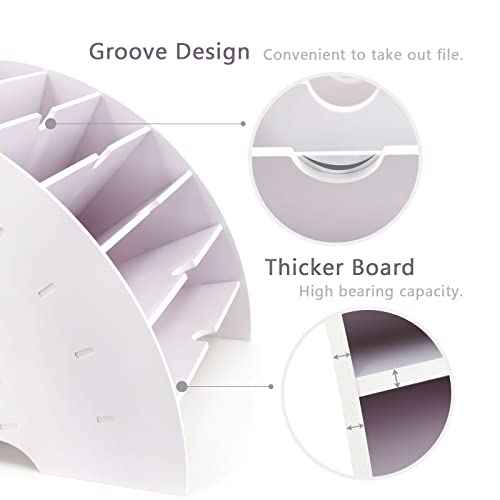 SONGWAY Fan Shaped Desk File Organizer - 6 Compartments File Holder for Desktop, Magazine Rack, Mail Holder, File Sorter, Paper Organizer for Home Office Classroom, White