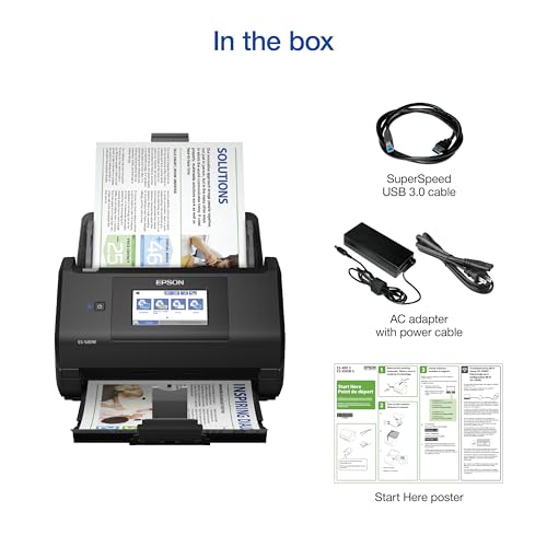 Epson ES-580W Wireless Color Duplex Desktop Document Scanner with 100-Sheet ADF