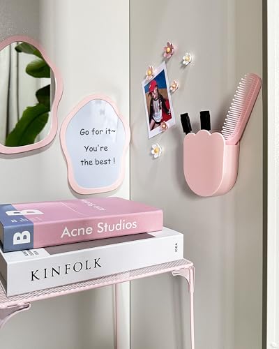 KEYDUACU 12 Pcs Pink Locker Accessories Set - Mirrors, Whiteboards, Magnets & Organizers for Girls, School & Office Use (Variation: 12 Pcs-Pink)