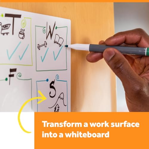 Post-it 4W x 25.6H Inch Dry Erase Whiteboard Film for Walls, Doors, Tables - Removable & Stain-Proof, Easy Install, 3x2 ft Roll