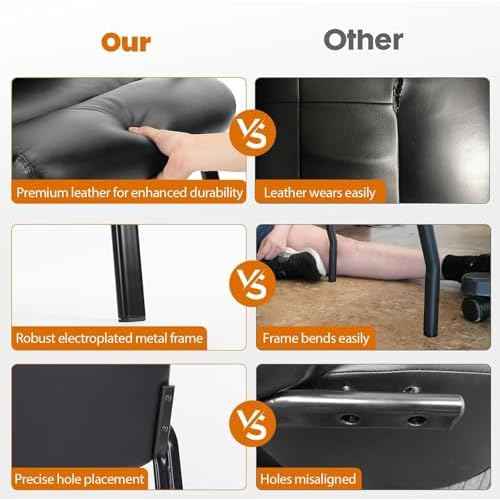 Sweetcrispy Leather Waiting Room Chair, Comfy Guest Chairs with Padded Arms for Reception Conference Side Office Desk Home, Inky
