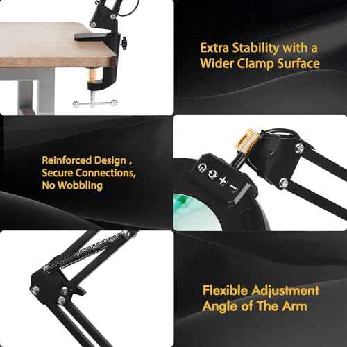 12X Magnifying Glass with Light and Stand, Magnifier with Light Hands Free, 2-in-1 & 5 Color Modes LED Lighted, Magnifying Reading Lamp for Craft Hobby Reading Painting Sewing Close Work