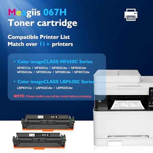 Compatible 067H Black Toner Cartridge 2-Pack Replacement for Canon 067H 067 Toner Cartridge High Yield for Color imageCLASS MF656Cdw MF654Cdw MF653Cdw LBP631Cw LBP632Cdw MF650C LBP630C Series Printer