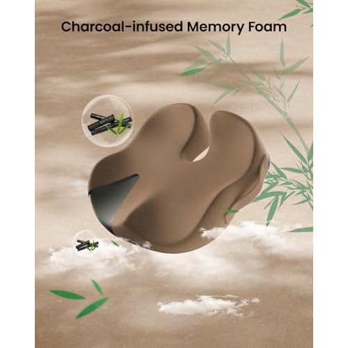 ProtoArc Seat Cushion, Office Chair Cushion for Sciatica, Coccyx Cushion, Ergonomic Memory Foam Seat Cushion for Car, Home, Pressure Relief Pad for Hip, Tailbone, All Day Comfort - Coffee