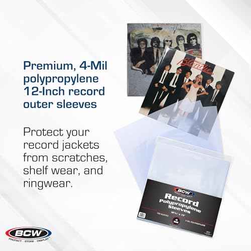 BCW 4 Mil Record Sleeves (12 Inch) - 100 ct | Clear Polypropylene Vinyl Album Protectors for 33 1/3 RPM | Archival Quality, Acid-Free | Premium Outer Sleeves for Storage of Your Vinyl Collection