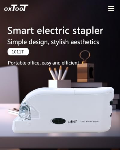 Electric Stapler with Dual Power USB or Battery, 20-Sheet Capacity, No. 10 Staples, White