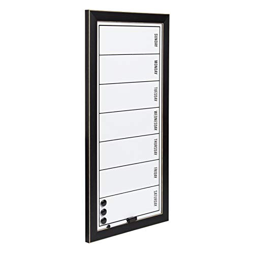 DesignOvation Wyeth Framed Magnetic Dry Erase Weekly Calendar, Black