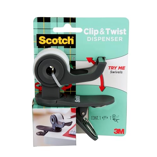 Scotch Clip & Twist Desktop Tape Dispenser – 1-Pack, 3/4" x 350" Tape