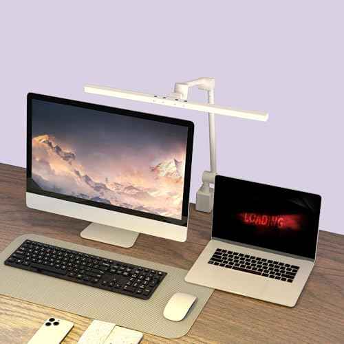 LED Desk Lamp with Clamp,Monitor Light Bar,Eye-Caring Desk Light,Ultra High Definition and Brightness Table Light,4 Modes 12 Brightness, (White Desk Lamp with Clamp)