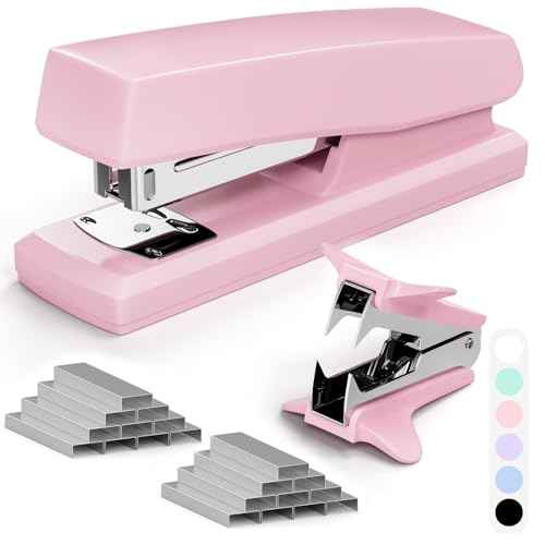 Pink Office Stapler, 25 Sheet Capacity with 2000 Staples and Staple Remover, Desktop Stapler,Pink Office Supplies for Students and Office Clerks