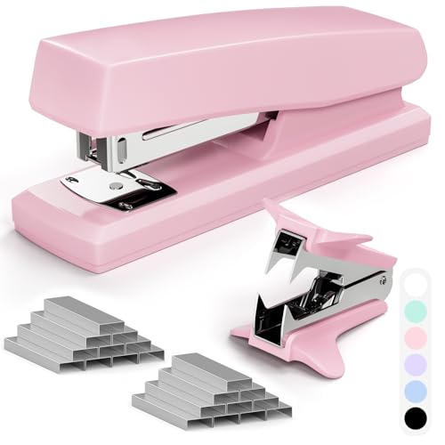 UPSIME Pink Office Stapler Set with Staples & Remover – Cute Desk Supplies