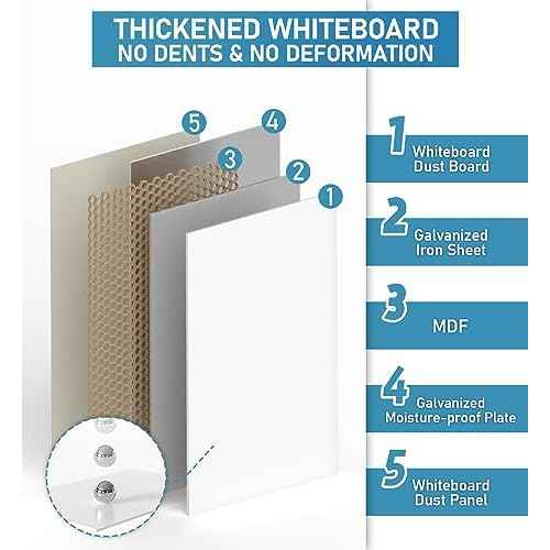 Nicpro Mobile Whiteboard 36"x 24" Magnetic Dry Erase Board, Height Adjustable Standing Easel With 5 Wheels, Flipchart Hooks, Rolling for Office Home or Classroom Teaching