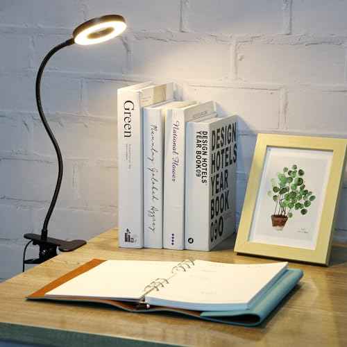 4 Pcs Clip on Light 48 LEDs USB Ring Light with 3 Color Modes and 10 Brightness Dimmable, Eye Protection, 360 Flexible Neck for Desk, Headboard, Reading