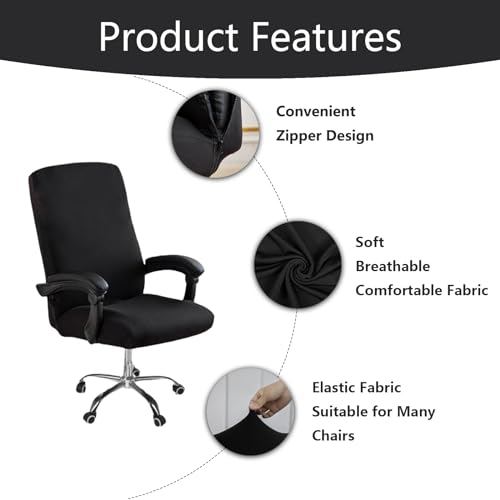 DVLOL Large Chair Cover for Office Desk (Black, No Armrests) – Anti-Dust Protector