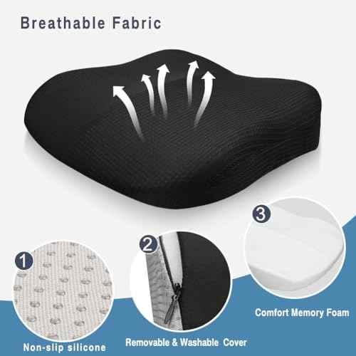 Adult Car Booster Seat for Driver, Driving Seat Cushion,Comfort Memory Foam Car Seat Cushion for Height, Seat Cushion for Car,Office Chair and Home Chair (Black B)