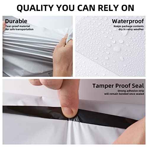 KKBESTPACK Poly Mailers Shipping Envelope Self Sealing Bags (12x15.5 100pc) (PM100), White
