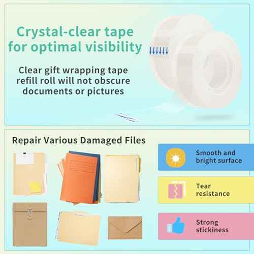 OWLKELA 4 Rolls Transparent Tape Refills, Clear Tape, All-Purpose Transparent Glossy Tape for Office, Home, School