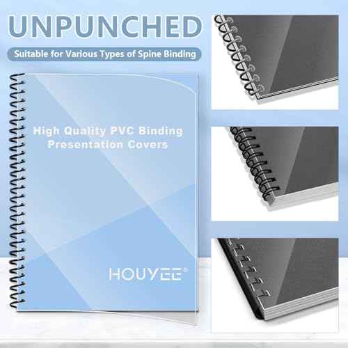 HOUYEE 200 Pack 10 Mil PVC Binding Presentation Covers, Clear Report Cover Sheets for Binding, Square Corner, 8.5 x11 Inches, Letter Size