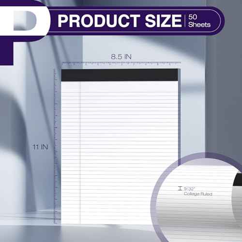 24 Pack Legal Pads 8.5 x 11 College Ruled Note Pads 8.5 x 11 Notepads 8.5 x 11 Micro Perforated Writing Pads 8.5 x 11 Pads of Paper Lined White Paper, 50 Sheets per Notepad for Home, Office, School