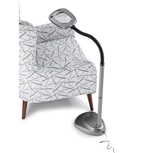 LIGHT IT! By Fulcrum, 20072-401 MultiFlex 12-LED Floor Magnifier Lamp, Silver, Single Pack