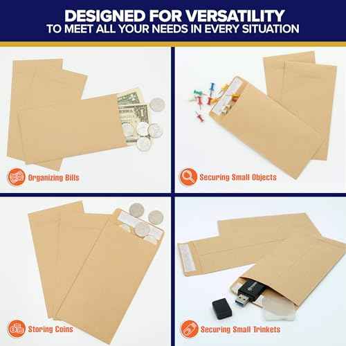Decorably 110 Pack Kraft Small Envelopes for Money, 3.5x6.5in Brown Small Money Envelopes for Cash Gift, Coins, Gifting, Trinkets, Tip, Business