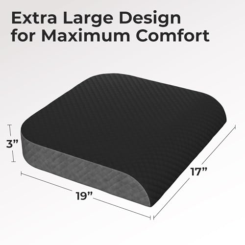 X-Large Kölbs Extra Large Seat Cushion with Plush Velvet Cover, Memory Foam, Office Chair & Coccyx Pain Relief