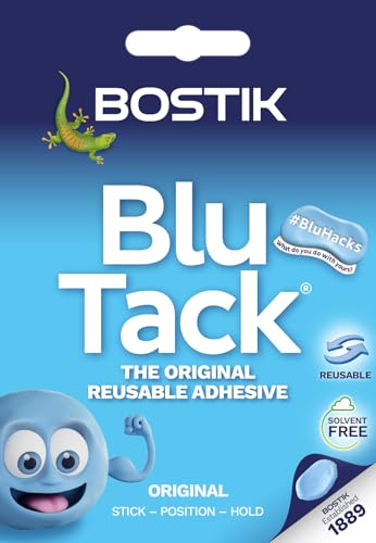 Bostik Blu Tack Handy Pack 60g - Reusable Adhesive for Posters, Cable & More (Blue)