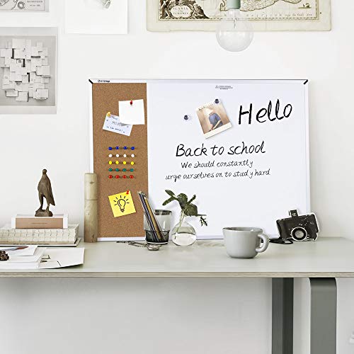 Combination Whiteboard Cork Bulletin Board 24x18" - Magnetic & Dry Erase Surface
