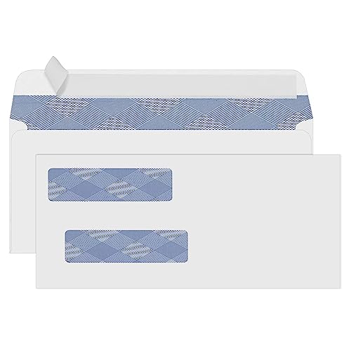 PANDRI 500 Pack #8 Double Window Self-Seal Envelopes with Security Tint