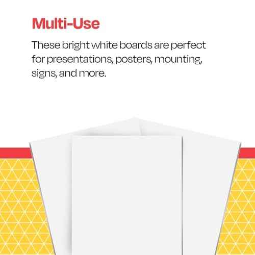 School Smart Poster Board Paper, White, 12 pt Thick, for Posters, Signs, Crafts, Displays, Classroom Projects, 11 x 14 Inches, 25 Pack