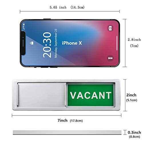 Vacant Occupied Privacy Sign, Vacant Occupied Door Sign for Home Office Restroom Conference Hotels Hospital, Slider Door Indicator Tells Whether Room Vacant or Occupied, 7'' x 2'' - Silver