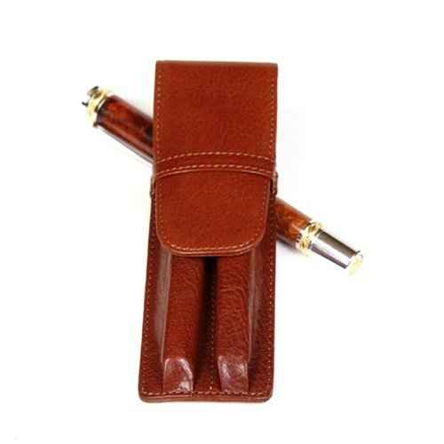 Aston Brown Double Leather Pen Holder