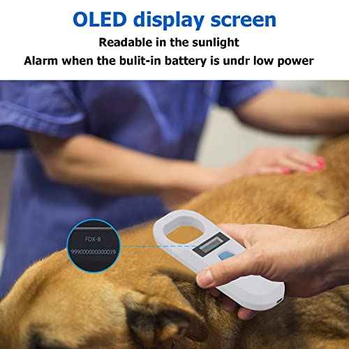 NetumScan Pet Microchip Scanner Reader, RFID EMID Handheld Pet Chip ID Rechargeable Data Storage Animal Tag With Stable OLED Display for ISO 11784/11785, FDX-B and ID64 RFID