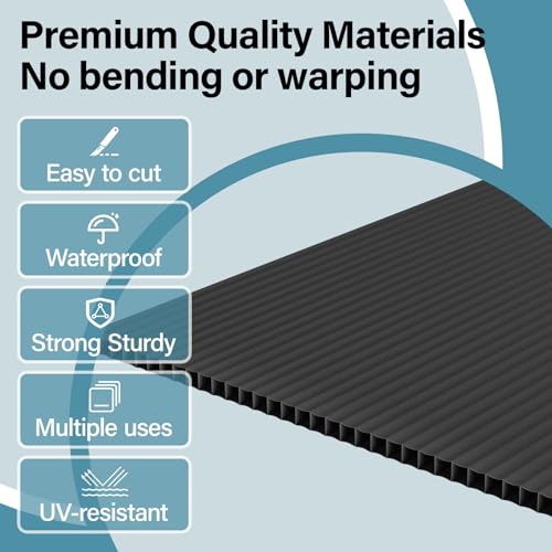 Hixdo Black Corrugated Plastic Board 24x36 Inch - 4 Pack Reusable Sign Sheets