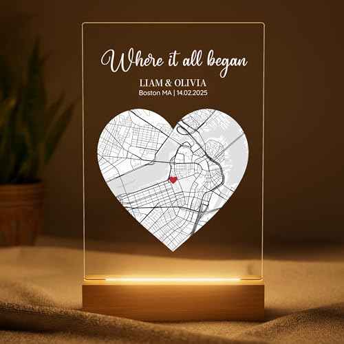 Where We Met Map Gift - Cute Boyfried Gifts From Girlfriend/Personalized Gifts For Her/I Love You Gifts For Him - Custom Plaque Personalized/Christman Presents for Boyfriend - Couple
