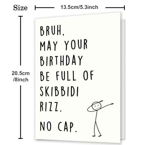 Funny Birthday Card for Boys Girls,10th 13th 14th 15th 16th 18th 21st Birthday Decorations & Gifts for Son Daughter Family Friends,10 to 30 Year Old Birthday Gifts with Gen Z Slang Meme