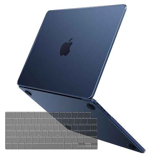 for MacBook Air 15 inch Case M4 2025 2024 2023 M3 M2 [100% Match Official Color] [Ultra Thin Armor] Hard Shell + Translucent Keyboard Cover Laptop - Midnight Clear