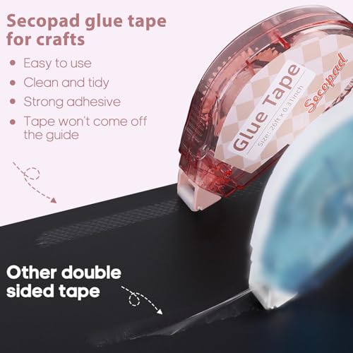 Secopad Scrapbook Tape Light-Colored Shell 4 Pack - Clear Double Sided Craft Tape