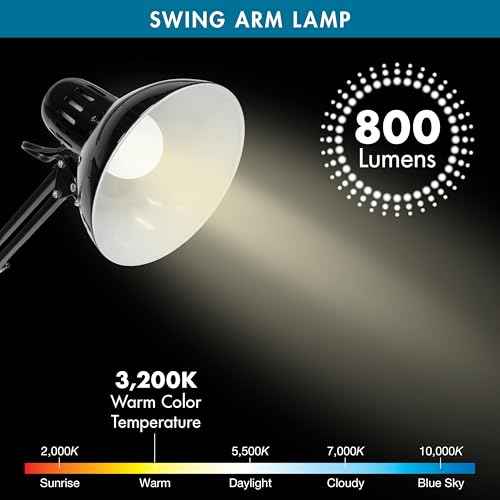 Studio Designs Swing Arm Lamp with 13-watt CFL Bulb, Black
