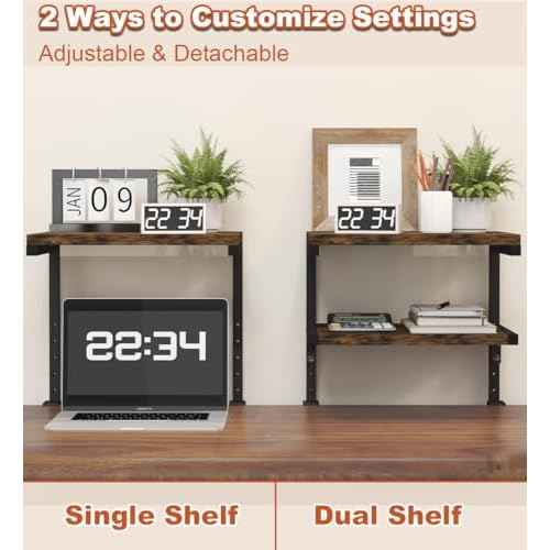Clamp on Desk Organizer Shelf, Heavy-Duty Desk Extender Side Table with 2-Tier Adjustable Storage Shelves for Desktop Accessories, Gaming Devices, Black