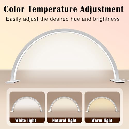 Half Moon Light - 3 Color Mode Nail Tech Lamp, 29In 39W LED Manicure Arch Ring Lights for Nail Tech, Table, Desk (Black)