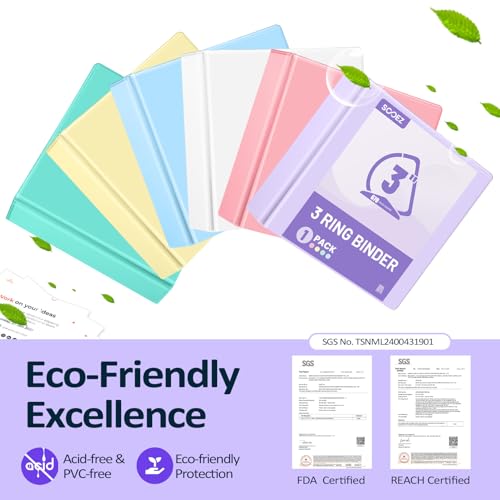 Sooez Pink 3-Inch Letter Size Binder with Pockets - Eco-Friendly 3 Ring Binder, Model: Pink / 3 inch / 1