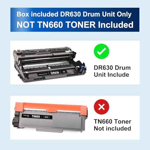 InkNI Compatible Drum (Not Toner) Replacement for Brother DR630 DR 630 Drum for HL-L2300D HL-L2320D HL-L2305W MFC-L2700DW HL-L2360DW HL-L2380DW DCP-L2540DW MFC-L2720DW Printer Black, 2-Pack