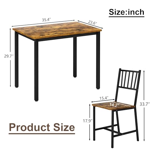 KEIKI 3-Piece Dining Table Set Brown – Space-Saving Bar Table with 2 Chairs