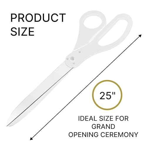 25" White Ceremonial Scissors ? Giant Ribbon Cutting Scissors for Grand Opening Large Shears for Ceremony Supplies Big 25 Inch Shears for Events Ribbon and Decorations Kit