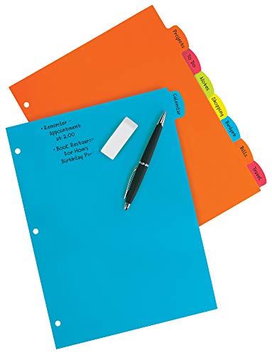 Avery Write & Erase Plastic Dividers Set of 8 - Multicolor, 8-Tab, Reusable