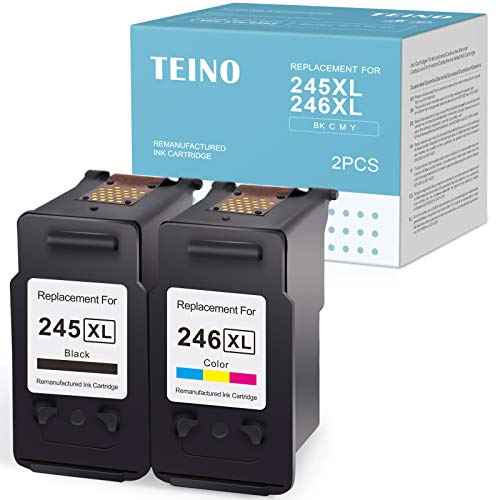 TEINO 245XL Ink Cartridge Replacement for Canon Ink 245 and 246 245XL 246XL Combo Pack for PIXMA MX490 MX492 MG2522 TR4520 MG2520 MG2922 TS3322 TS3122 Printer PG 245 and CL 246 (Black Tri-Color)