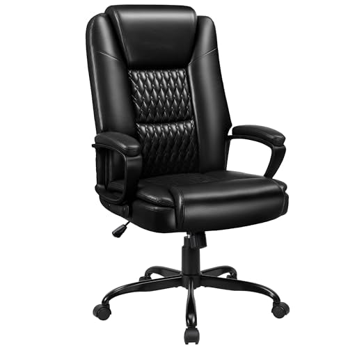 VENDORZ Black Executive Office Chair - High Back Ergonomic Desk Chair with Lumbar Support, Adjustable Big & Tall Computer Chair, 360° Swivel