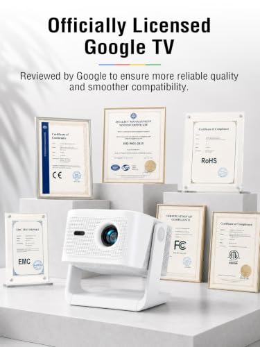 Pearl White Google TV 4K Smart Outdoor Projector with WiFi & Bluetooth